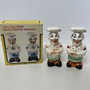 Vintage Kmart Corporation Happy Chef Ceramic Salt & Pepper Shakers